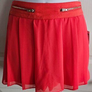 NWT Charlotte Russe Juniors Medium Coral Skort Zipper Accent